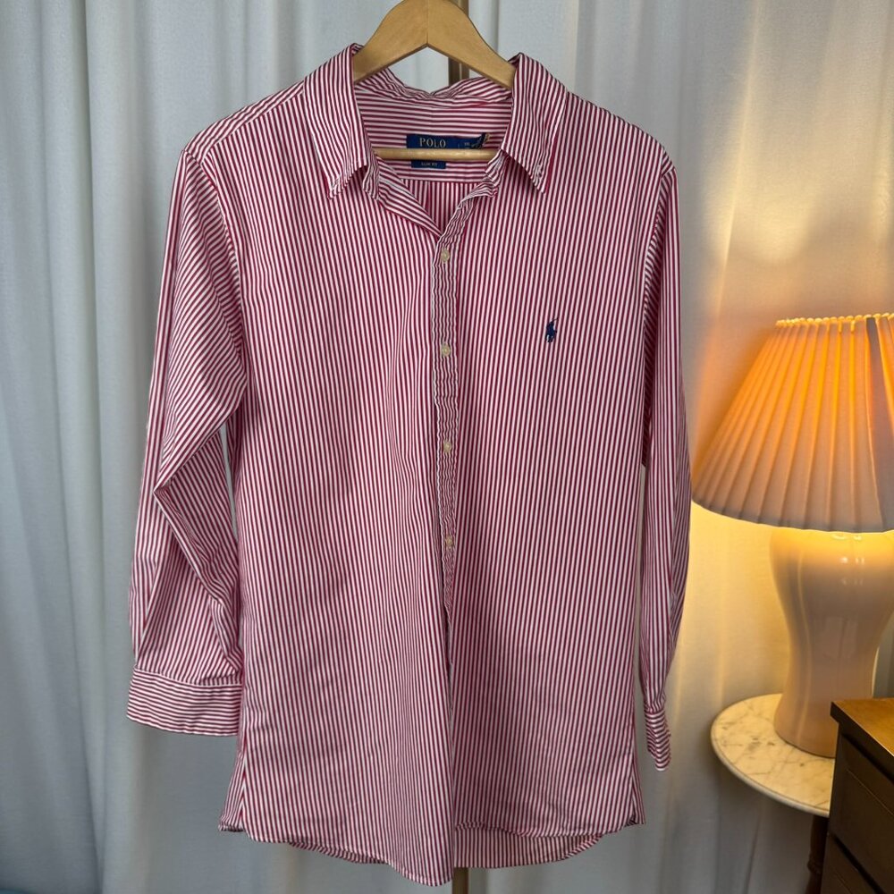 Polo Ralph Lauren Red White Stripe Button Down Men's Shirt XXL